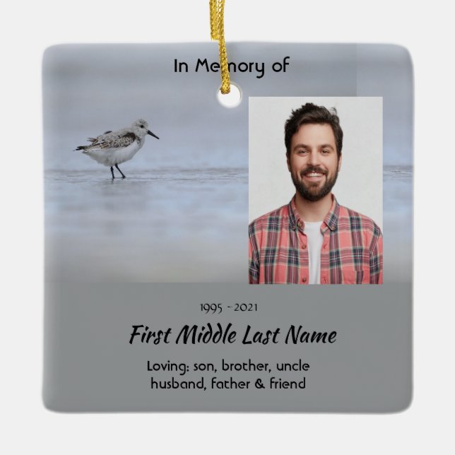 Adorno De Cerámica  Memorial Keepsake Sandpiper Shore Bird  (Anverso)