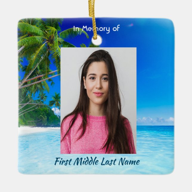 Adorno De Cerámica Memorial Keepsake Tropical Beach Exotic (Anverso)