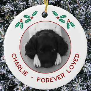 Adorno De Cerámica Memorial Navideño de Foto Personalizada de Perro M