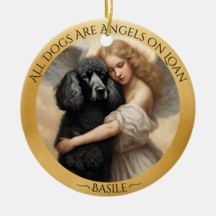 Adorno De Cerámica Memorial personalizado de Black Poodle Angel