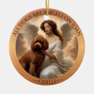 Adorno De Cerámica Memorial personalizado de Brown Poodle Angel