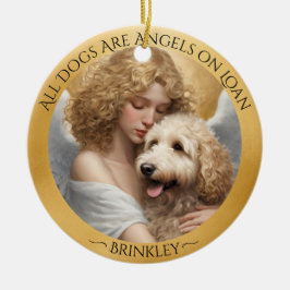 Adorno De Cerámica Memorial personalizado de Golden Doodle Angel
