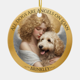 Adorno De Cerámica Memorial personalizado de Golden Doodle Angel