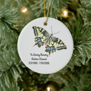 Adorno De Cerámica Memorial Personalizado de Mariposa