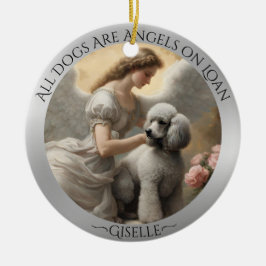 Adorno De Cerámica Memorial personalizado de Silver Poodle Angel
