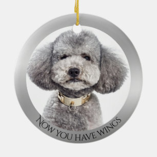 Adorno De Cerámica Memorial personalizado de Silver Poodle Angel