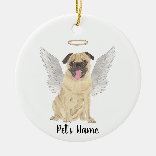 Adorno De Cerámica Memorial personalizado de simpatía para Pug (Frente)
