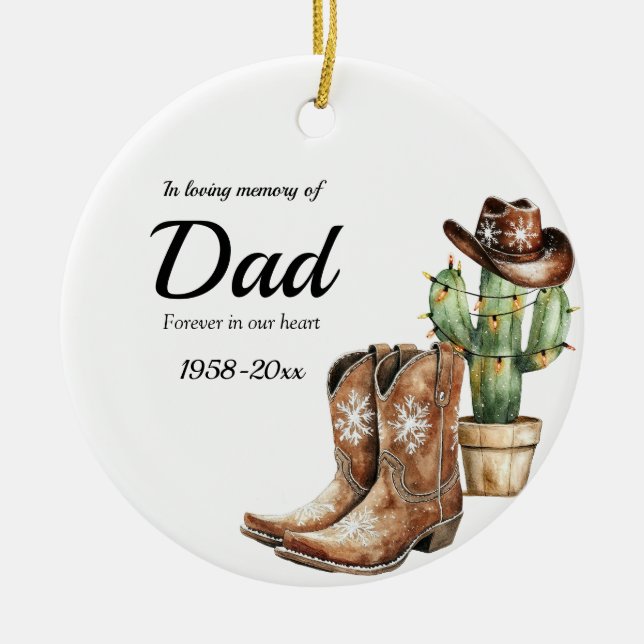 Adorno De Cerámica Memorial personalizado Keepsake Cactus Cowboy (Frente)