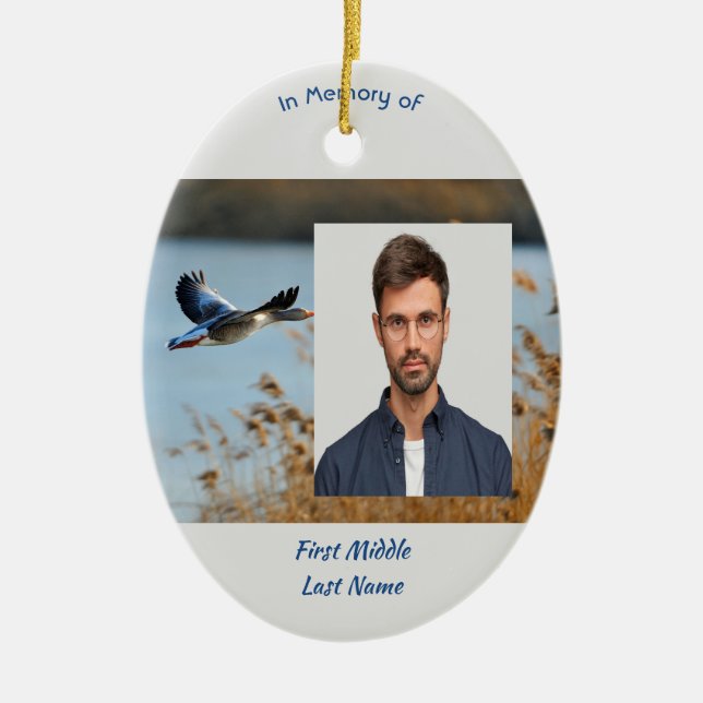 Adorno De Cerámica Memorial Photo Prayer Lake Geese Birds (Frente)