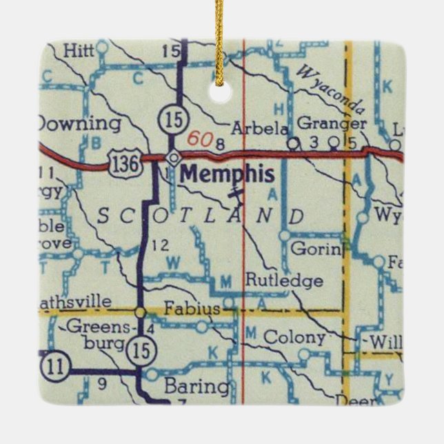 Adorno De Cerámica Memphis MO Vintage Map (Reverso)