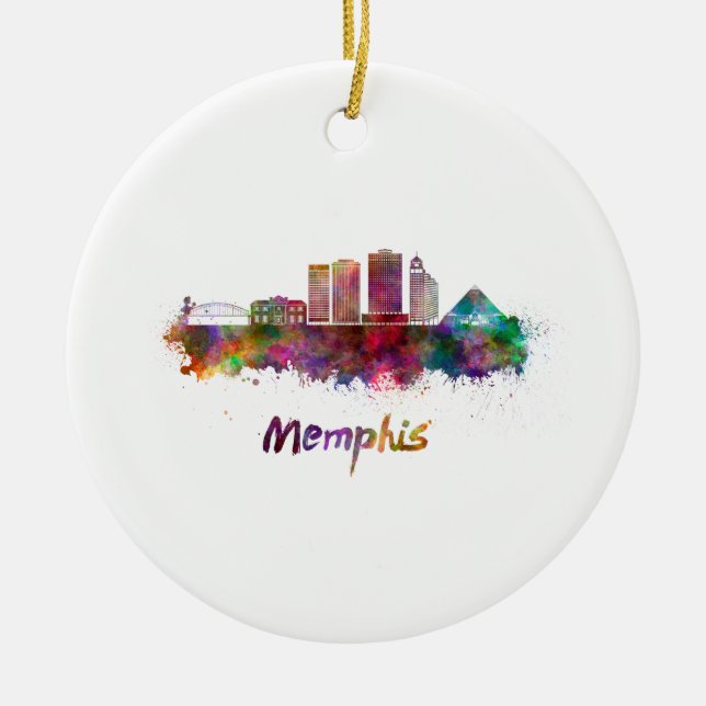 Adorno De Cerámica Memphis V2 skyline in watercolor (Frente)