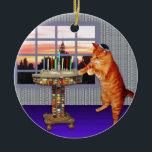Adorno De Cerámica menorah cat.jpg<br><div class="desc">¡No apenas para Chanukah más - este jengibre del bonito enciende las velas porque sucedió un gran milagro aquí!</div>