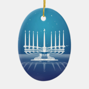 Adorno De Cerámica Menorah iluminado II
