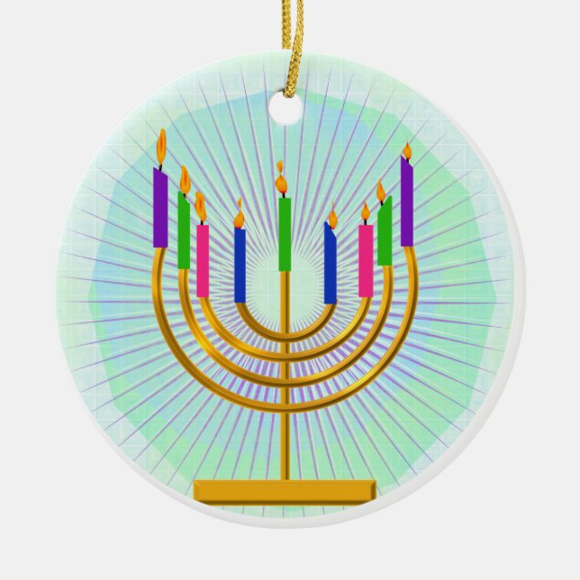 Adorno De Cerámica Menorah Keepsake Ornament (Frente)