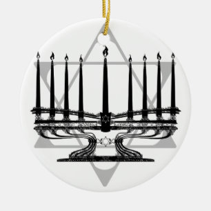 Adorno De Cerámica Menorah y estrella I