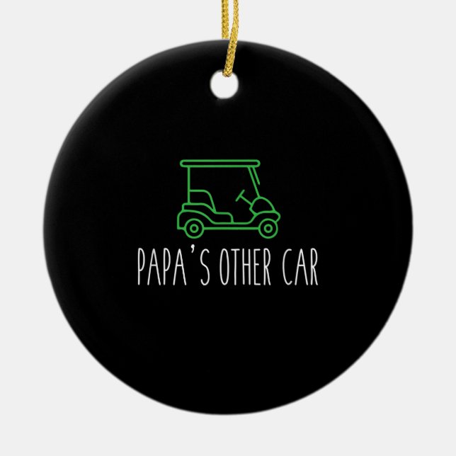 Adorno De Cerámica Mens Papa Abuelo Papá Golf Fars Day Carro de golf (Frente)