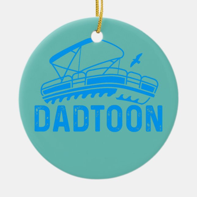 Adorno De Cerámica Mens Papa Day Pontooning Dadtoon Pontoon (Frente)