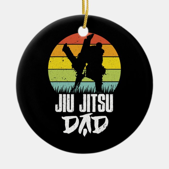 Adorno De Cerámica Mens Retro Jiu Jitsu Dad BJJ Padre MMA Jujitsu (Frente)