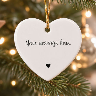 Adorno De Cerámica Mensaje de Corazón Adorable Navidad Moderna Blanco