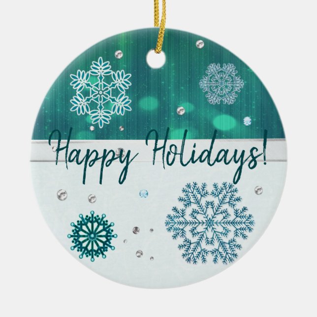 Adorno De Cerámica MENSAJE DE PERSONALIZADO 3D Jewled De Snowflake (Frente)