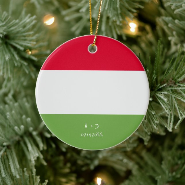 Adorno De Cerámica Mensaje de personalizado Bandera de Hungría (Árbol)