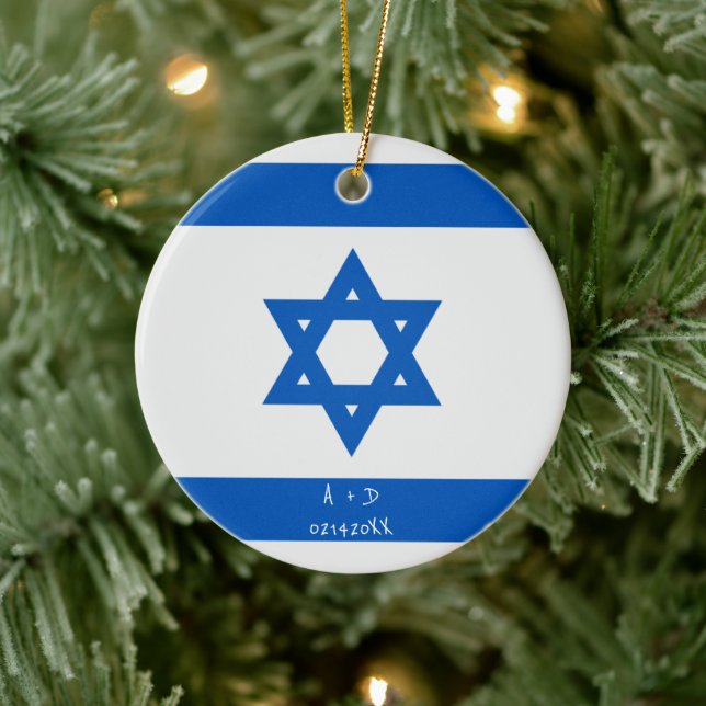 Adorno De Cerámica Mensaje de personalizado Bandera de Israel (Árbol)
