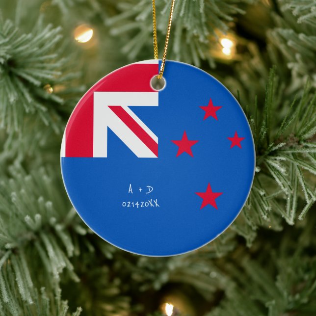 Adorno De Cerámica Mensaje de personalizado Bandera de Nueva Zelanda (Árbol)