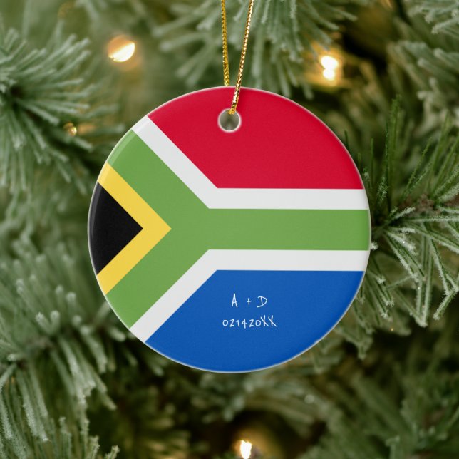 Adorno De Cerámica Mensaje de personalizado Bandera de Sudáfrica (Árbol)