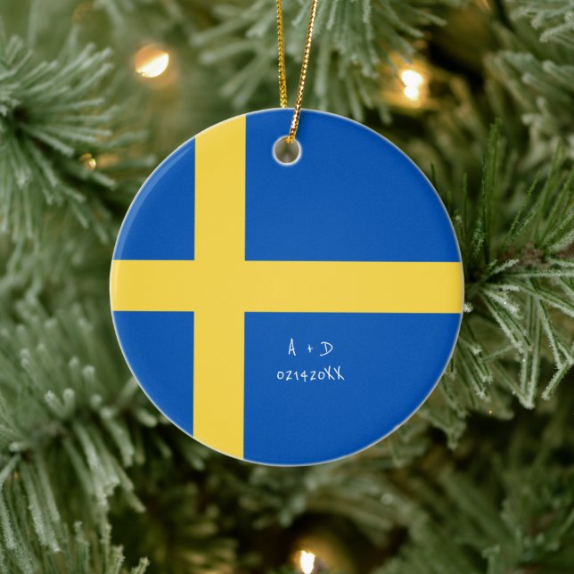 Adorno De Cerámica Mensaje de personalizado Bandera de Suecia (Árbol)