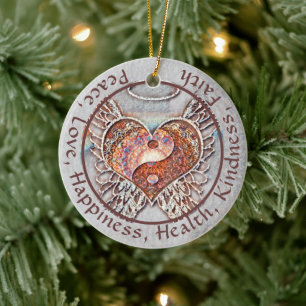 Adorno De Cerámica Mensaje del Personalizado Yin Yang Heart