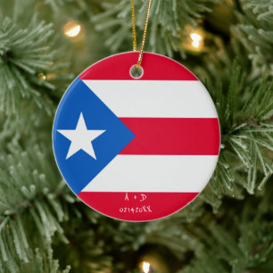Adorno De Cerámica Mensaje personalizado Bandera de Puerto Rico