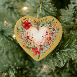 Adorno De Cerámica Mensaje personalizado colorido Corazón floral "dor