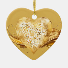 Adorno De Cerámica Mensaje personalizado colorido "Gold" Hearft Gift