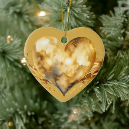 Adorno De Cerámica Mensaje personalizado colorido "Gold" Hearft Gift