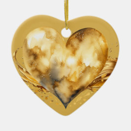 Adorno De Cerámica Mensaje personalizado colorido "Gold" Hearft Gift