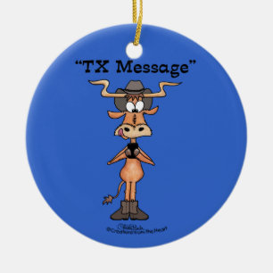 Adorno De Cerámica Mensaje TX de Longhorn para Navidades