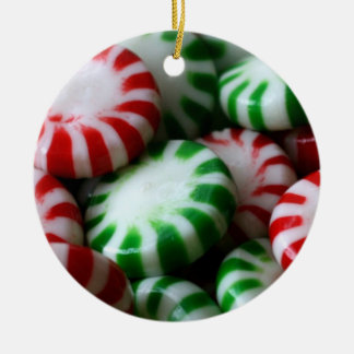Adorno De Cerámica Mentas rojas y verdes del navidad