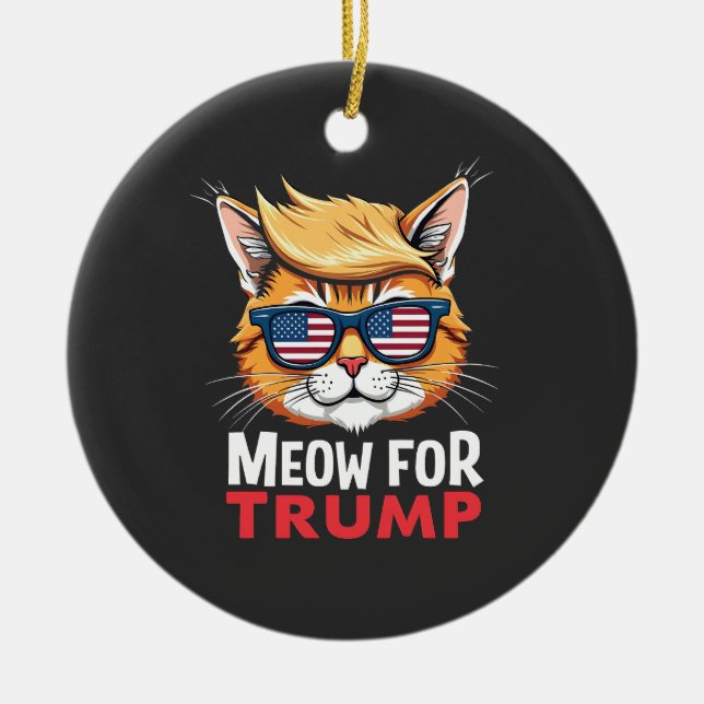 Adorno De Cerámica Meow For Trump Cat Elección Gatita (Frente)