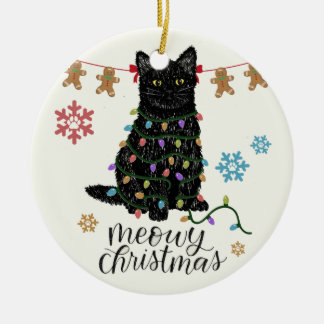 Adorno De Cerámica Meowy Navidades Black Cat