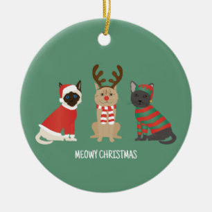 Adorno De Cerámica Meowy Navidades Cats