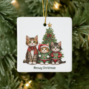 Adorno De Cerámica Meowy Navidades Cats