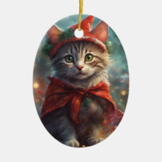 Adorno De Cerámica Meowy Navidades Kitten Ornament