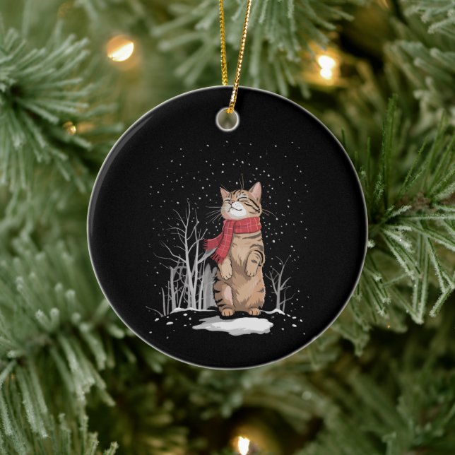 Adorno De Cerámica Meowy Xmas Cats Christmas Snow Kitten Funny Gift  (Árbol)