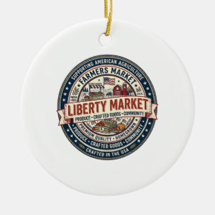 Adorno De Cerámica Mercado de agricultores patrióticos Liberty Market