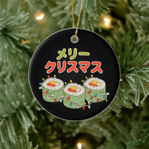 Adorno De Cerámica Meri Kurisumasu Sushi Japonés Luces Navidad