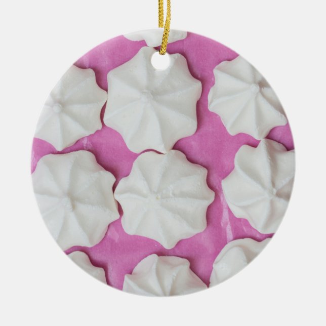Adorno De Cerámica Meringues en regalo de papel rosa (Frente)