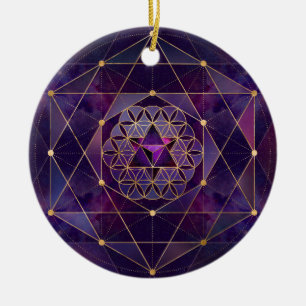 Adorno De Cerámica Merkabah en la flor de la vida - Geometría sagrad