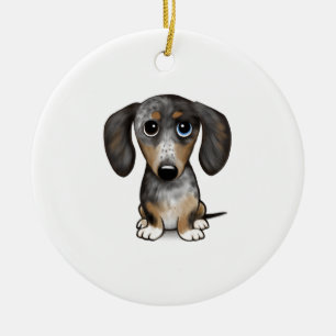 Adorno De Cerámica Merle Dapple Dachshund Cute Wiener Dog