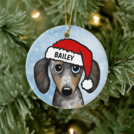 Adorno De Cerámica Merle Dapple Dachshund Nombre Personalizado