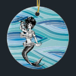 Adorno De Cerámica Mermaid de Santa Cruz<br><div class="desc">Ornamento cerámico de sirena de Santa Cruz de California</div>